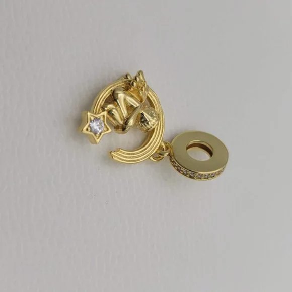 Pandora 18k Shine Angel and Shooting Star Pendant Charm #768483C01 - Picture 4 of 6